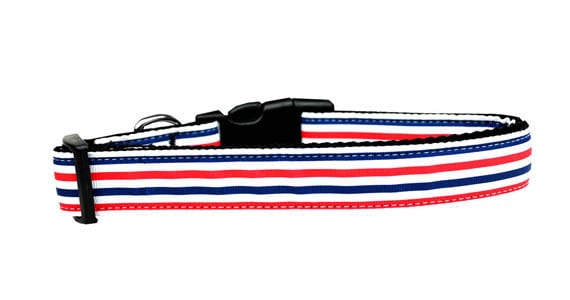 Pet Dog & Cat Nylon Collar or Leash, "Patriotic Stripes"-2